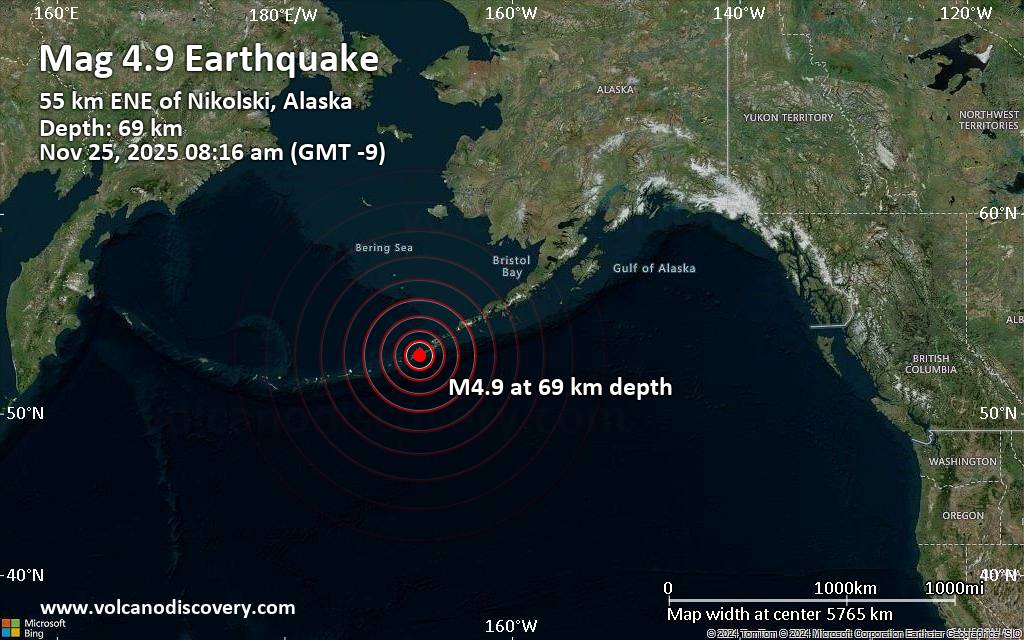 No Tsunami Threat After Magnitude 5.1 Earthquake Near Nikolski, Alaska