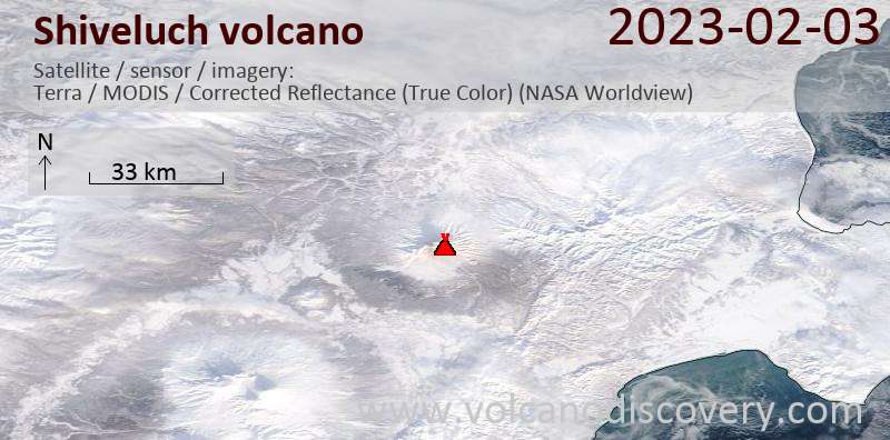 Shiveluch Volcano Volcanic Ash Advisory: POSS ERUPTION OBS AT 20230203/2210Z FL150 EXTD S OBS VA DTG: 03/2230Z to 15000 ft (4600 m)