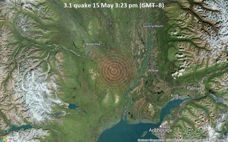 Small magnitude 3.1 earthquake 46 miles northwest of Alaska City, Alaska, United States