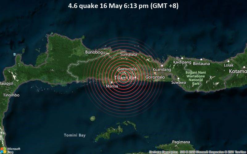 Moderate 4.6 quake hits near Gorontalo, Indonesia