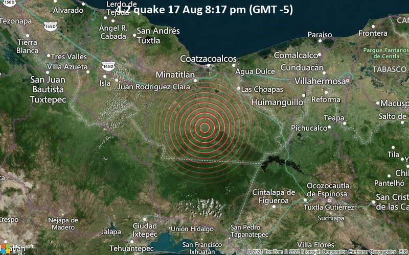 Moderate magnitude 4.2 earthquake 55 km south of Minatitlan, Mexico