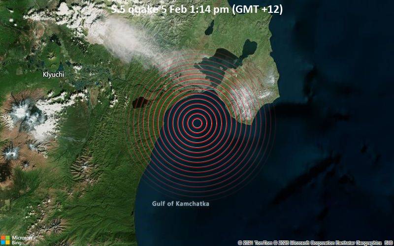 Magnitude 5.5 earthquake strikes near Ust’-Kamchatsk Staryy, Ust-Kamchatsky District, Kamchatka, Russia