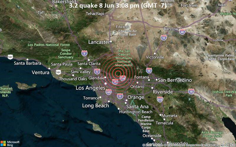 Small 3.2 quake hits near Pasadena, Los Angeles County, California, USA