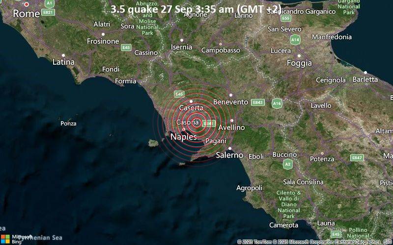 Small 3.5 quake hits near Naples, Campania, Italy