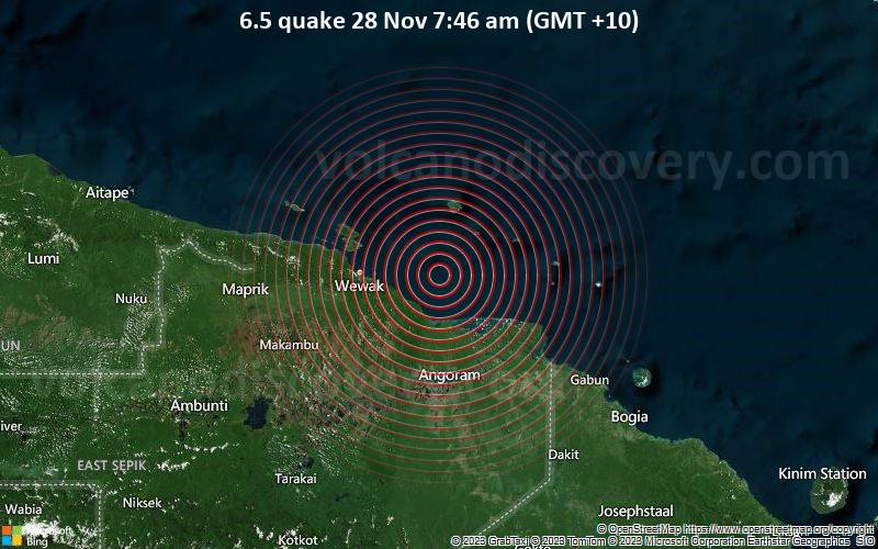 Significant 6.5 quake hits near Wewak, East Sepik Province, Papua New Guinea